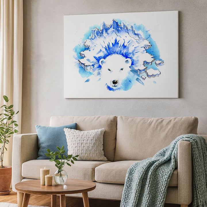 Bilder auf Leinwand 100x70cm Leinwandbild Bär Eis Winter Arktis Gross Wanddeko Bild Schlafzimmer Küc