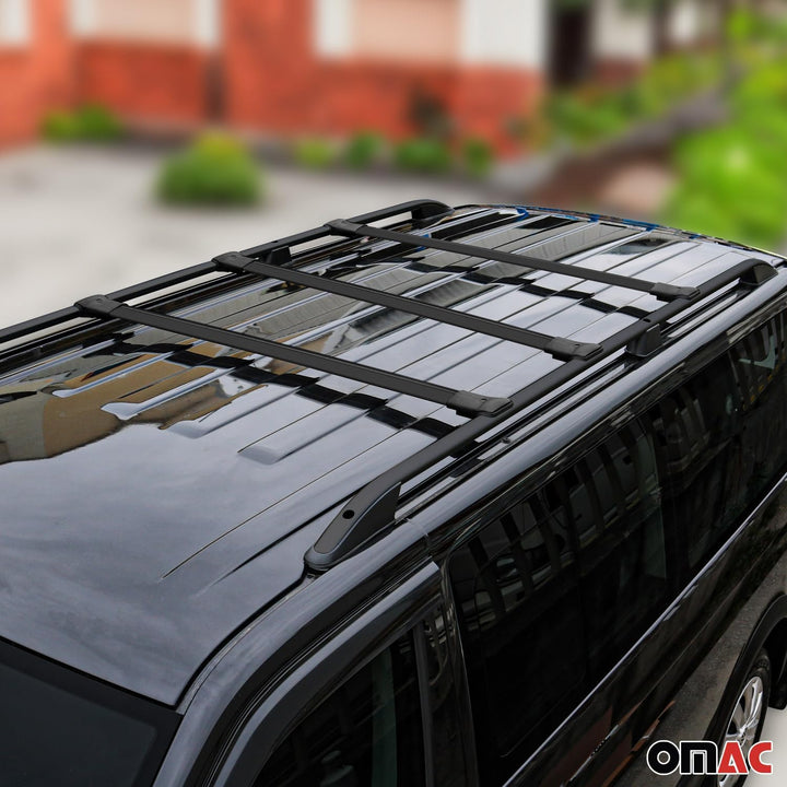 OMAC Dachträger für VW T5 T6 T6.1 Multivan Caravelle 2003-24 L2 Schwarz Alu | inkl. Dachreling (Set)