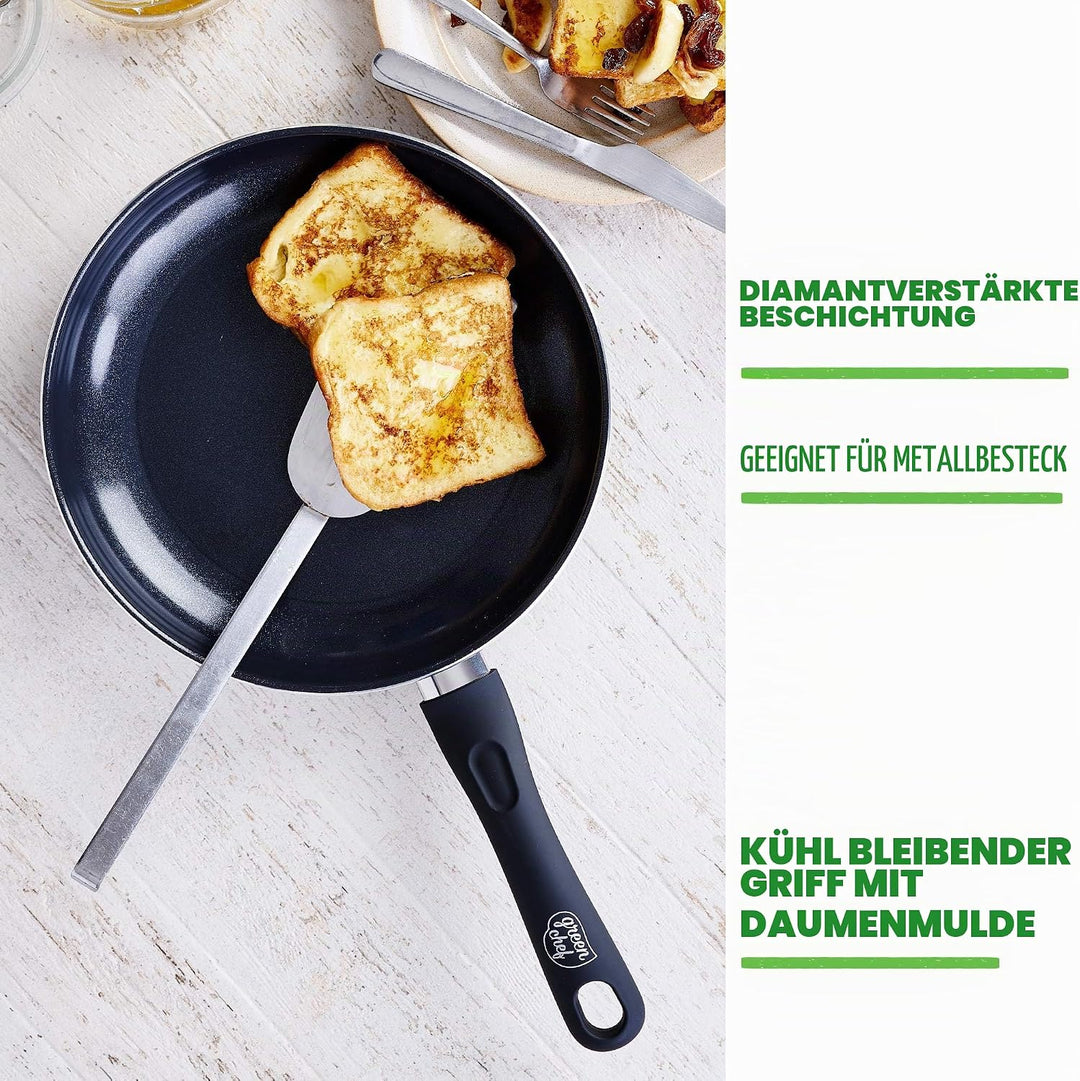 GreenChef Diamond Healthy Ceramic Non-Stick 28 cm/ 4.3 Litre Sauté Pan with Lid and 2 Side Handles,