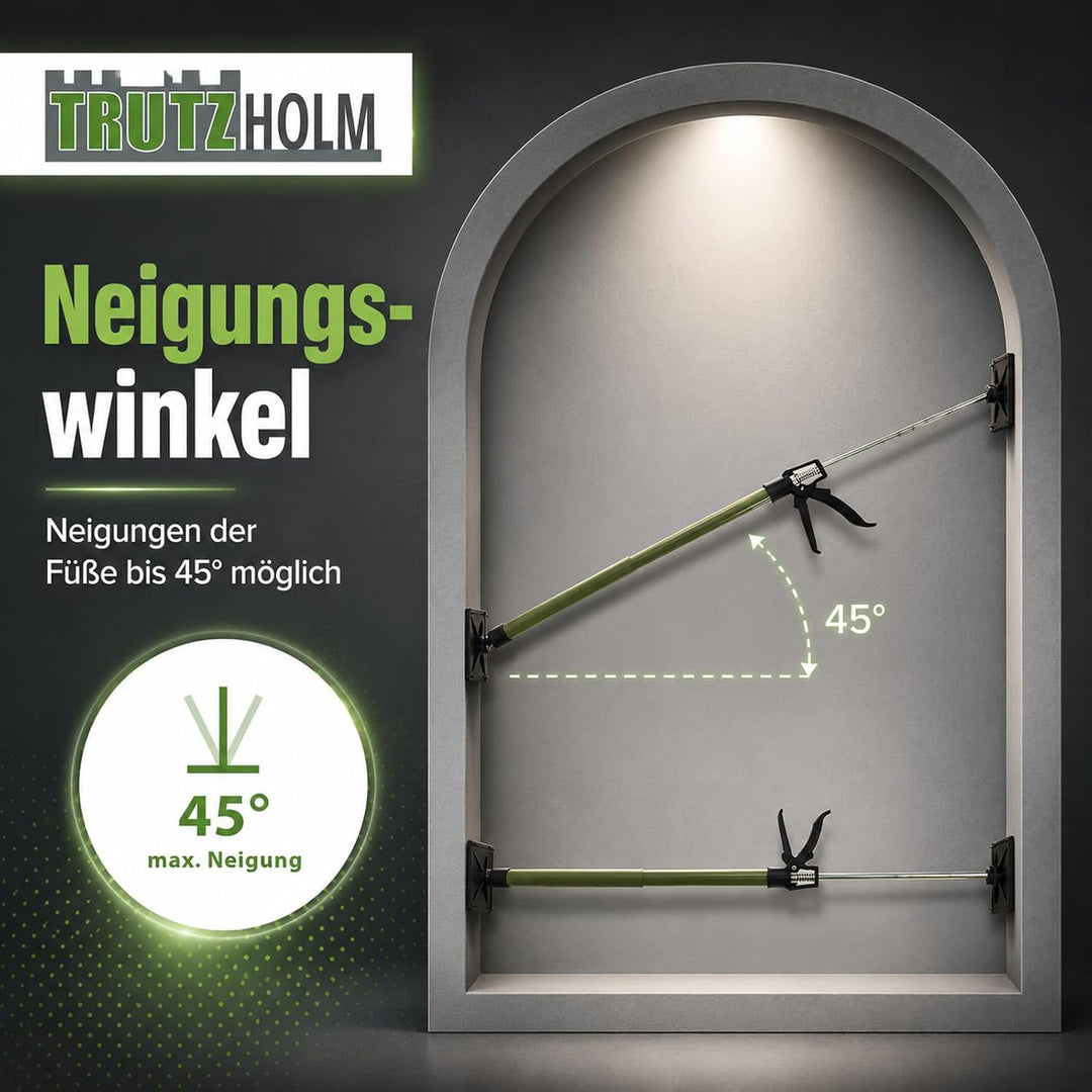 2x Montagestütze kurz 57-117 cm Klicksystem Teleskopstütze Einhandstütze Zargenspanner