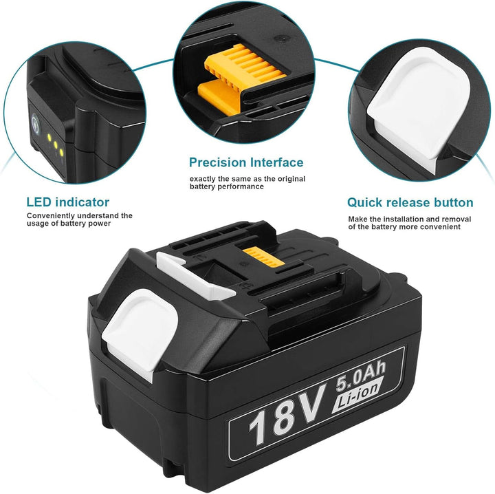18V Akku und Ladegerät für Makita LXT ASUNCELL 18V 5.0Ah Akku DC18RC Schnellladegerät Set Kompatibel