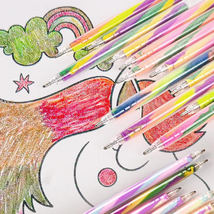 Mitgebsel Kindergeburtstag, 24 Regenbogenstifte - 12 Neon &amp; 12 Pastell, Geschenke für Mädchen 4-12 J