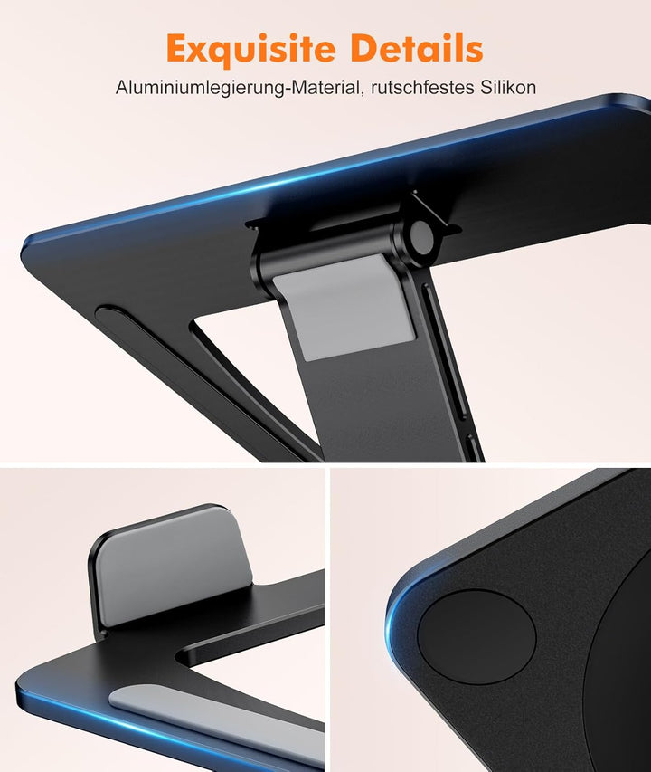 EOIWUY Laptop Ständer mit 360° Drehteller, Verstellbar Laptop Stand Aluminium, Ergonomischer, Belüft