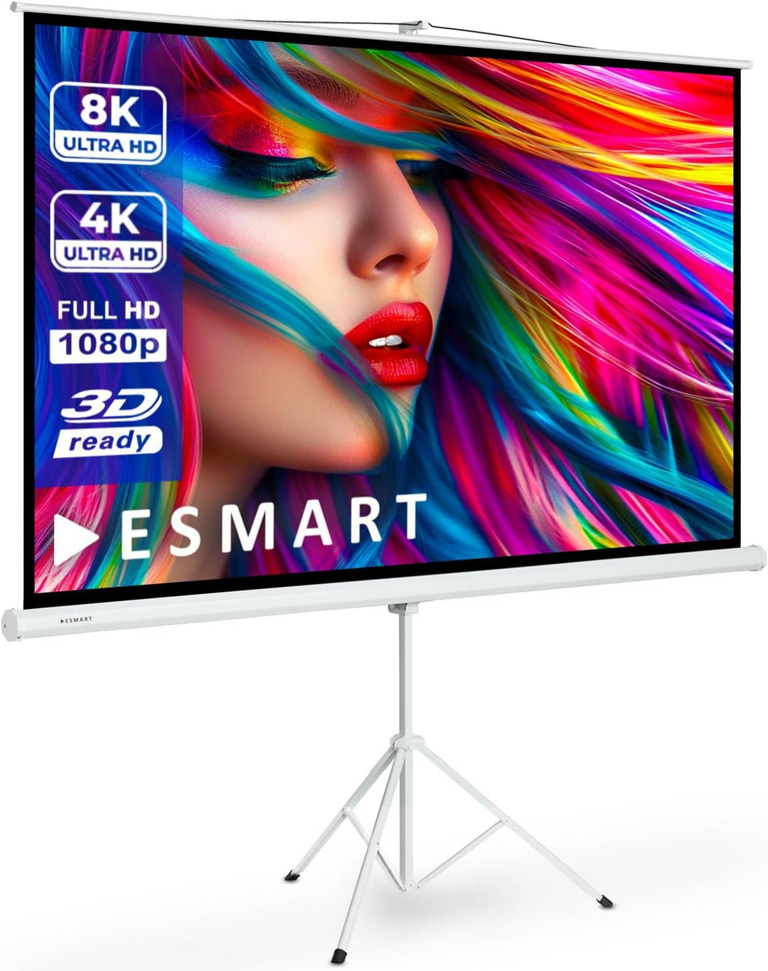 ESMART Professional MISATI Stativ-Leinwand 202 cm Bild 186 x 105 cm (84") 16:9 | Heimkino Beamer Pro