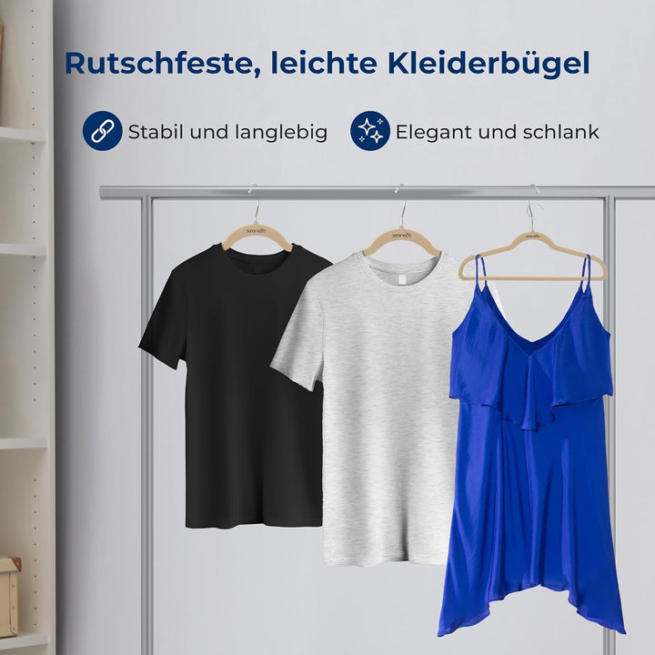 SereneLife Kleiderhaken Samt, Samtbügel 30 Stück, rutschfeste Bügel mit 360° drehbarer Haken für Ihr