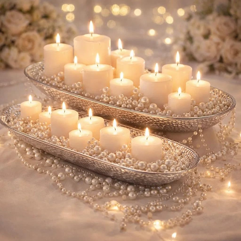 DRULINE 2er-Set Dekoschale Silber Obstschale modern Keramikschale Tisch-Deko Silber Hochzeitsdeko Si