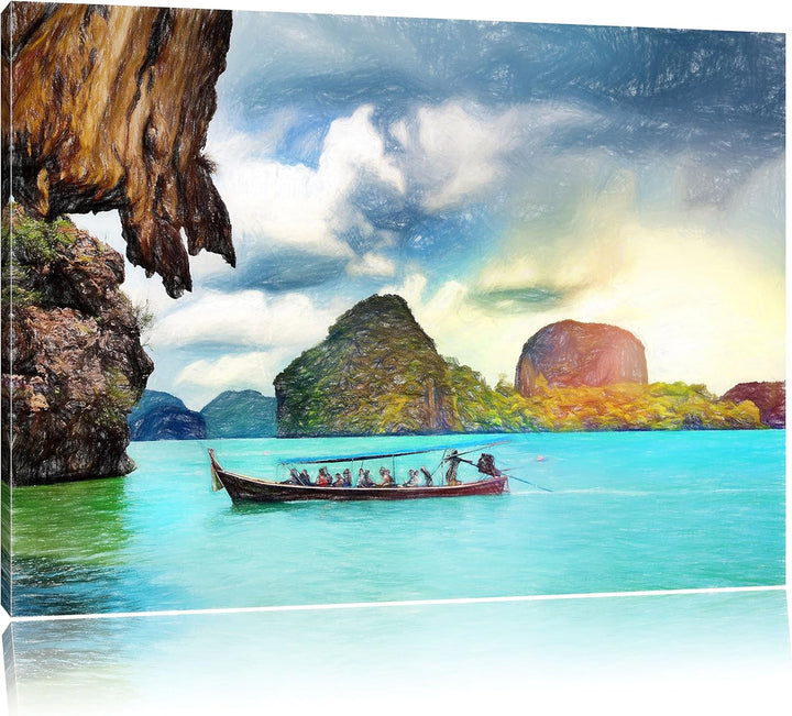 Pixxprint Thailand Phuket Playa Paradisiaca als Leinwandbild | Grösse: 100x70 cm | Wandbild| Kunstdr