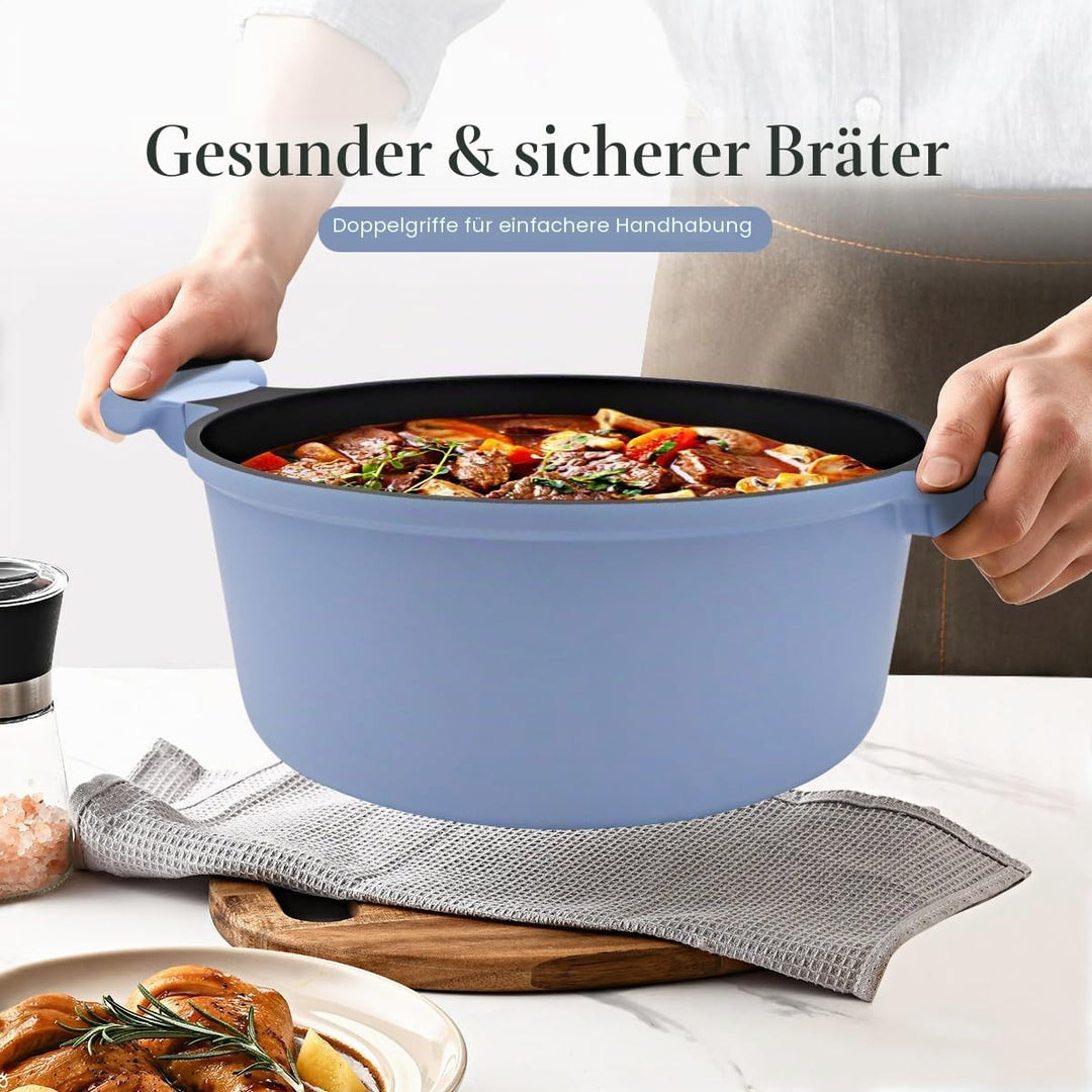 7L Suppentopf 28 cm mit Aluminium Deckel, Leicht und Langlebig, Antihaft-Kochtopf mit kühl bleibende