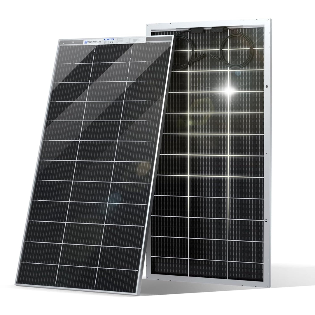 ECO-WORTHY 195W Bifacial Solarpanel 18V, Monokristallin Solarmodul für 12V Batterien, Photovoltaik,
