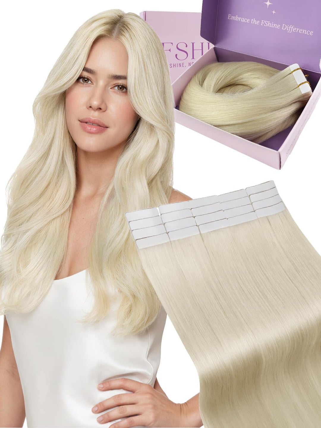 Fshine Tape Extensions Echthaar 30cm Haare Extensions Tape Platinblond Skin Weft Extensions Tape Ech