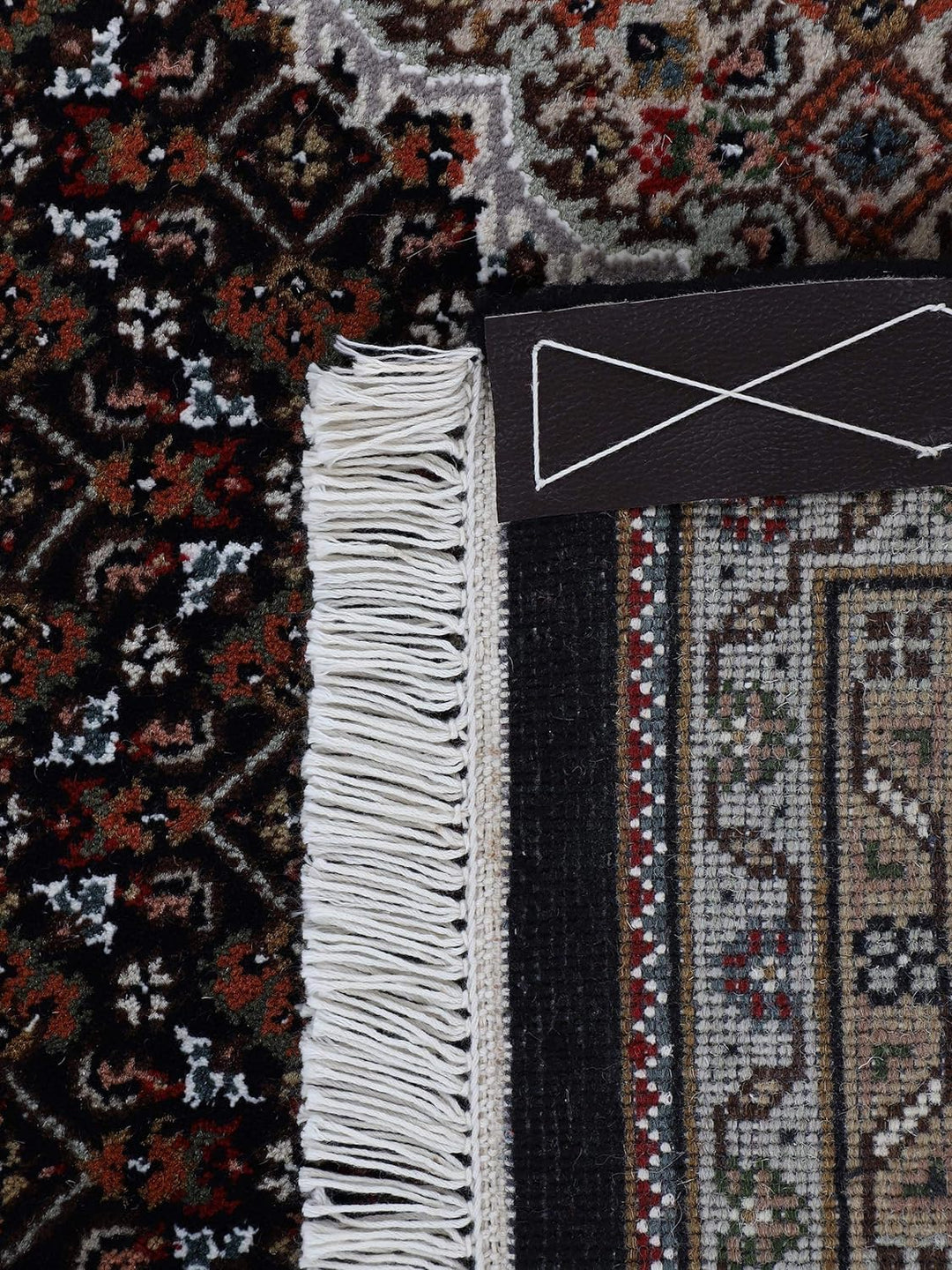 carpetfine Tabriz Mahi Teppich Schwarz 60x90 cm | Handgeknüpfter Teppich für Wohn- und Schlafzimmer