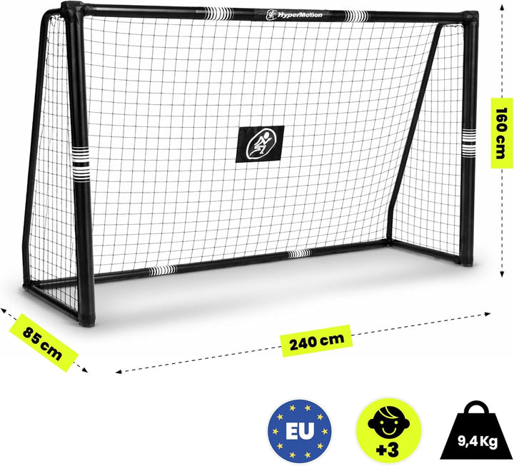 HyperMotion Fussballtor für Garten und Freizeit, Rahmen aus Legiertem Stahl mit Netz, Schwarz, 240 ×