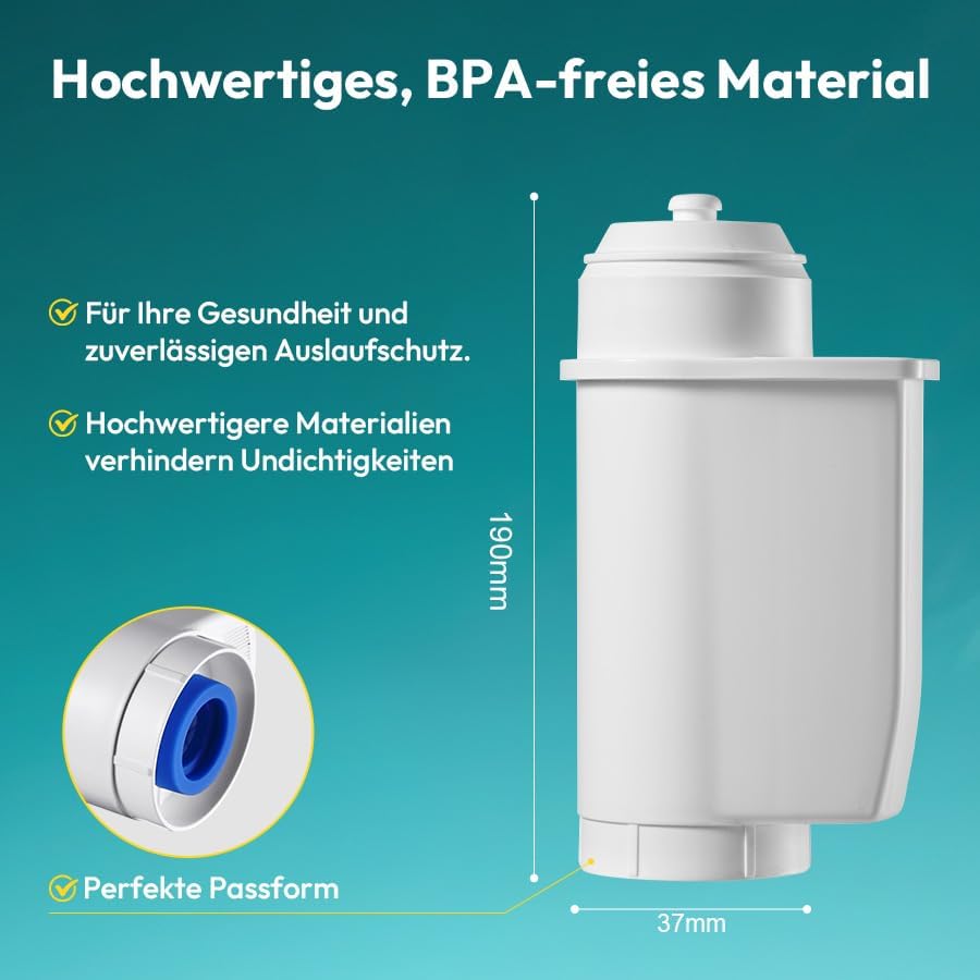 6 Stück Ersatzwasserfilter der Siemens Brita Eq-Serie, EQ5 EQ6 EQ7 EQ9 S700 EQ500, Ersatzwasserfilte