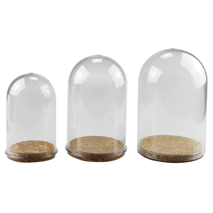 Netuno 3 x Acryl Glocke mit Korkboden 12 cm Transparent Kunststoffhaube Acrylkuppel Glasglocke DIY A