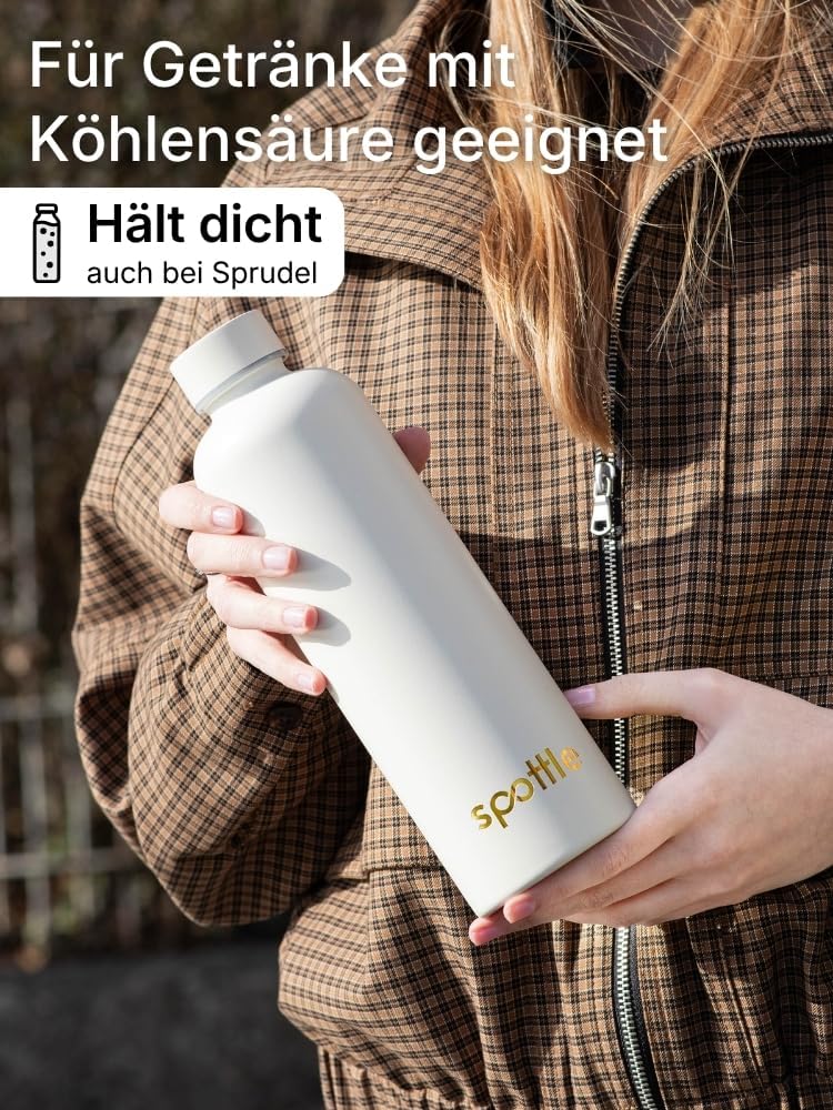 spottle Edelstahl Trinkflasche 1L – Thermosflasche aus Metall, doppelwandig, vakuumisoliert, Kohlens