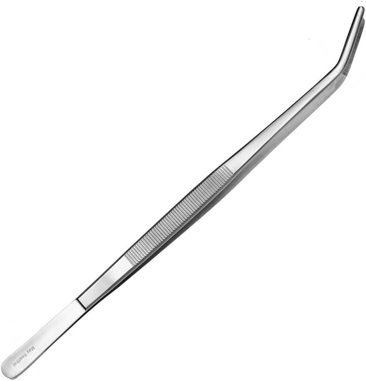 May - Set - 10 x Universal-Pinzette 25cm - Haushaltspinzette - gebogen - runde Spitze - innen gerief