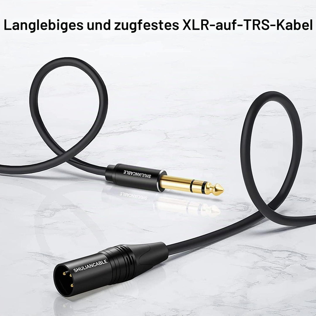 SHULIANCABLE XLR auf Klinke 6,35 mm, 3-pol XLR Kabel Verbindungskabel Patchkabel Stecker auf Stecker