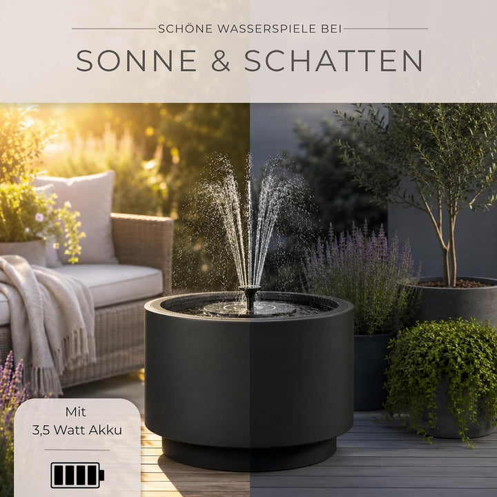 Solarbrunnen Set für draussen - Solar Springbrunnen mit grosser Ø 47x30 cm Schale weiss Weiss Ø 47 x