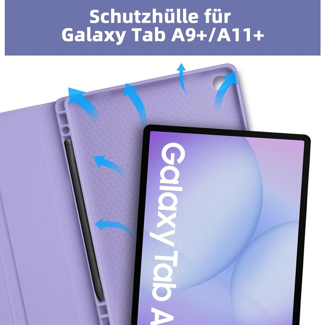 Bettdow für Samsung Galaxy Tab A9+/A9 Plus 2023 Tastatur Hülle, Deutsch QWERTZ Layout Abnehmbarer Be