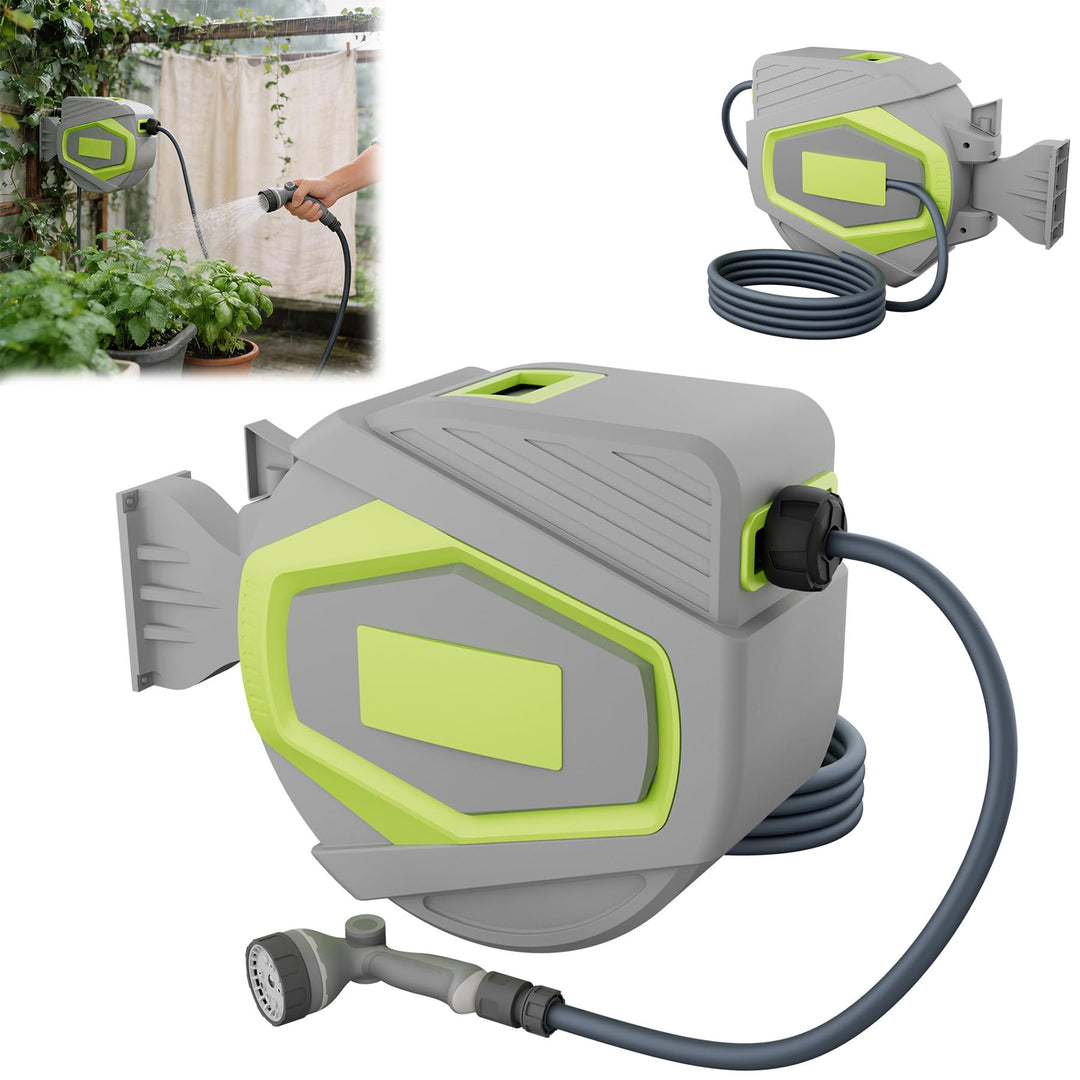 Froadp Schlauchtrommel 30 m Gartenschlauch Schlauchaufroller mit 10 Funktionen Sprühdüse 180° Schwen