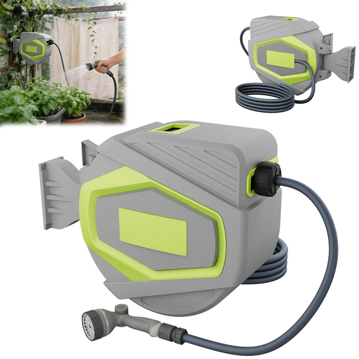 Froadp Schlauchtrommel 30 m Gartenschlauch Schlauchaufroller mit 10 Funktionen Sprühdüse 180° Schwen