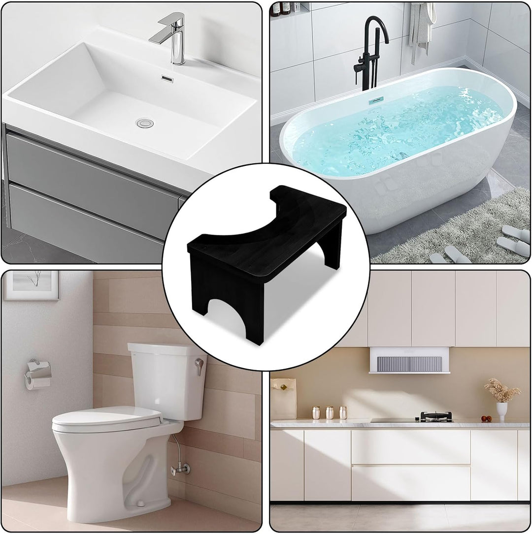 Toilettenhocker aus Bambus, 37×20×17 cm Rutschfester & Ergonomischer WC Hocker zur Verdauungsförderu