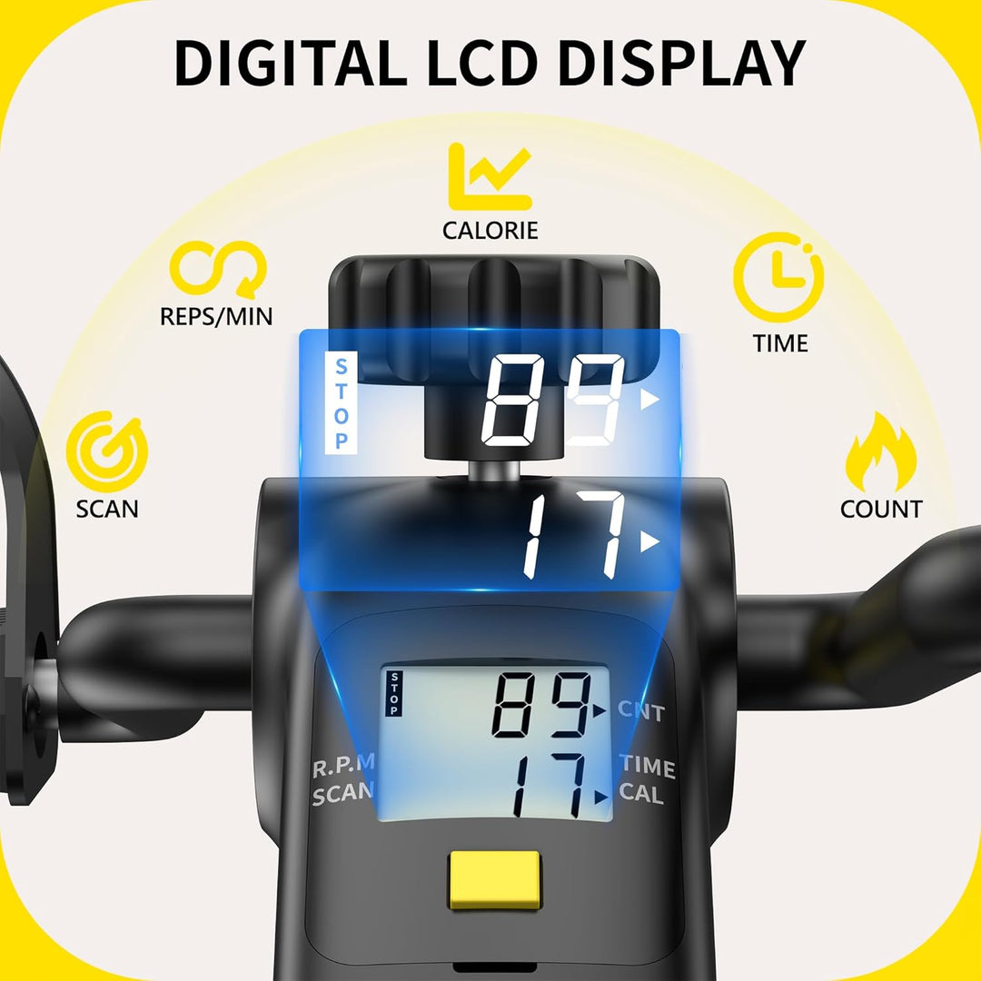 MOMODA Untertisch-Fahrradpedaltrainer mit LCD-Display, tragbarer Mini-Heimtrainer für Arm und Bein S