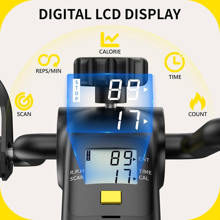 MOMODA Untertisch-Fahrradpedaltrainer mit LCD-Display, tragbarer Mini-Heimtrainer für Arm und Bein S