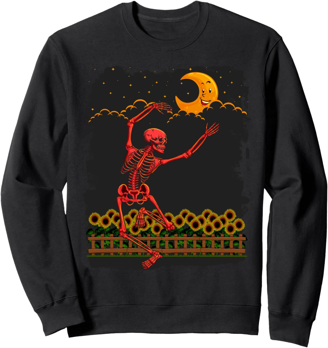 Damen Skelett Macabre Tanzend Rot Grafik Gothic Halloween Sweatshirt