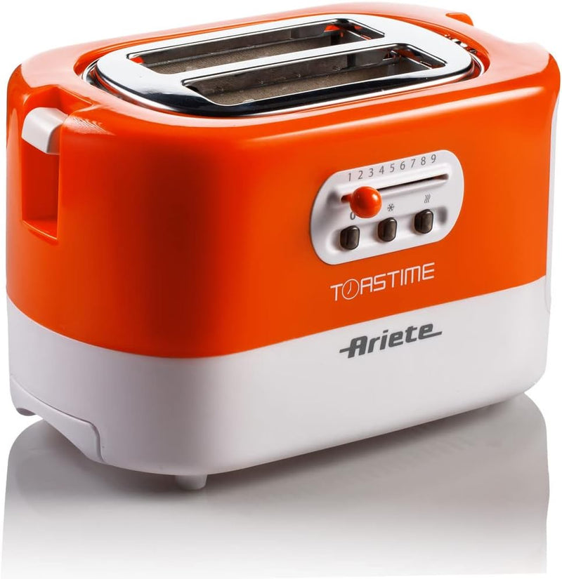 Ariete 159 Toasttime, Weisser Toaster, 2 Scheiben Kapazität, 9 Bräunungsstufen, 700 W, 3 Funktionen,