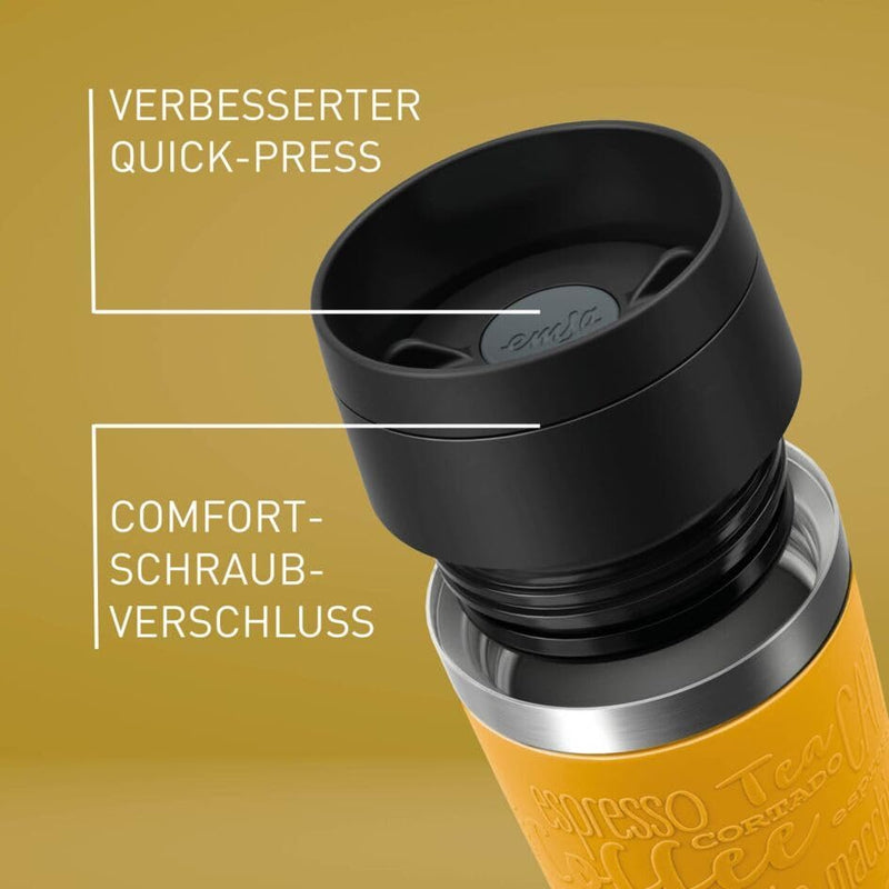 Emsa N20208 Travel Mug Classic Isolierbecher 0,36 Liter | neuer Komfort-Schraubverschluss | Edelstah