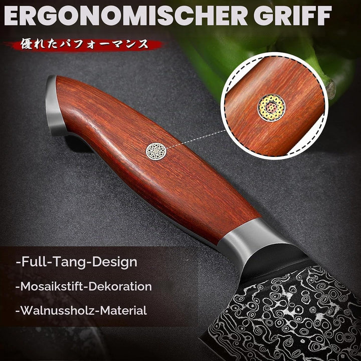 Freelander Nakiri Messer VG10 Küchenmesser, Scharfes Japanisches Damastmuster Kochmesser Profi Gemüs