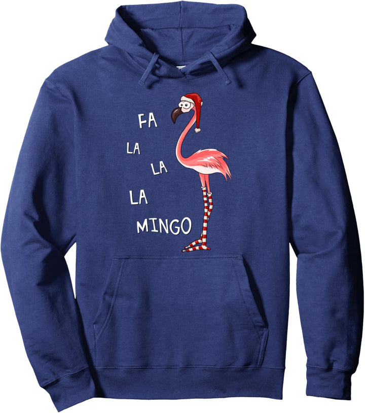 Fa La La Mingo pink Flamingo mit Weihnachts-Mütze Pullover Hoodie