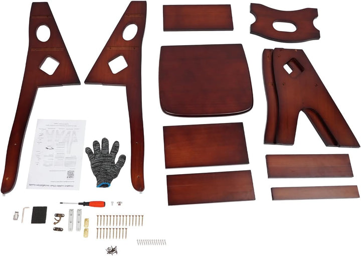 Trittleiter, 2-in-1-Stuhl, 4 Stufen, klappbar, Kiefernholz, lackiert, Kapazität 100 kg, leicht und v