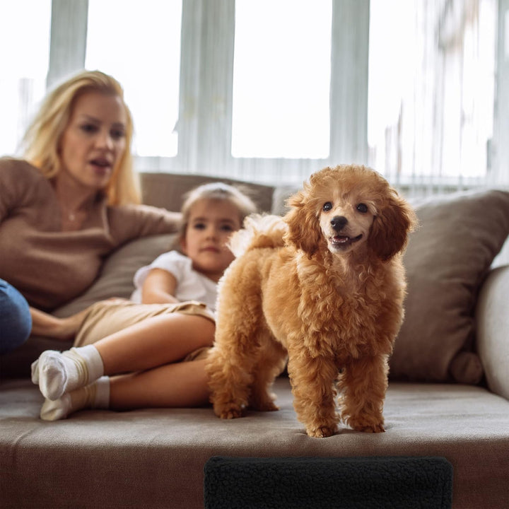 Relaxdays Hundetreppe 3 Stufen, kleine &amp; grosse Hunde, Bett &amp; Couch, Stoffbezug, Tiertreppe innen, H