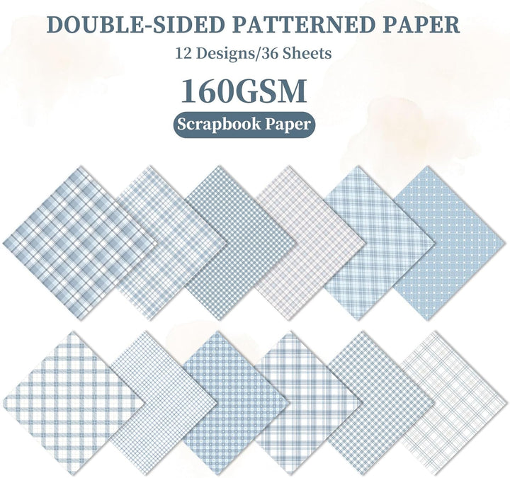 36 Blatt Scrapbook Papier, 30 x 30 cm, 12 Designs Muster Papier, Bastelpapier Muster, Craft Papiers