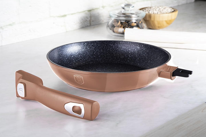 Berlinger Haus BH/7038 Bratpfannen-Set mit abnehmbarem Griff, Metallic Line Rose Gold Edition 5-teil