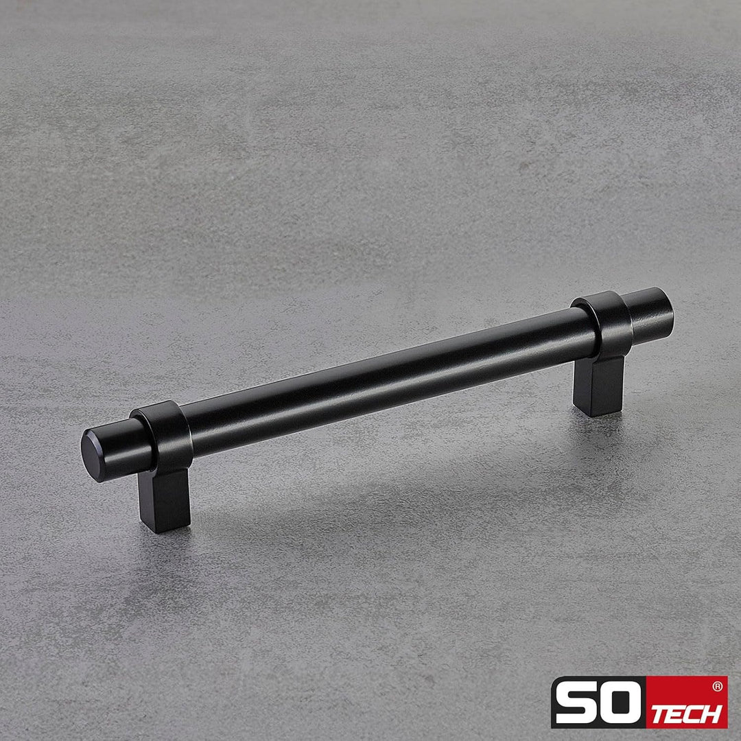 SOTECH 10er Set Möbelgriffe G20 Stahl schwarz matt lackiertStangengriffe Ø 14 mm Bohrlochabstand (BA
