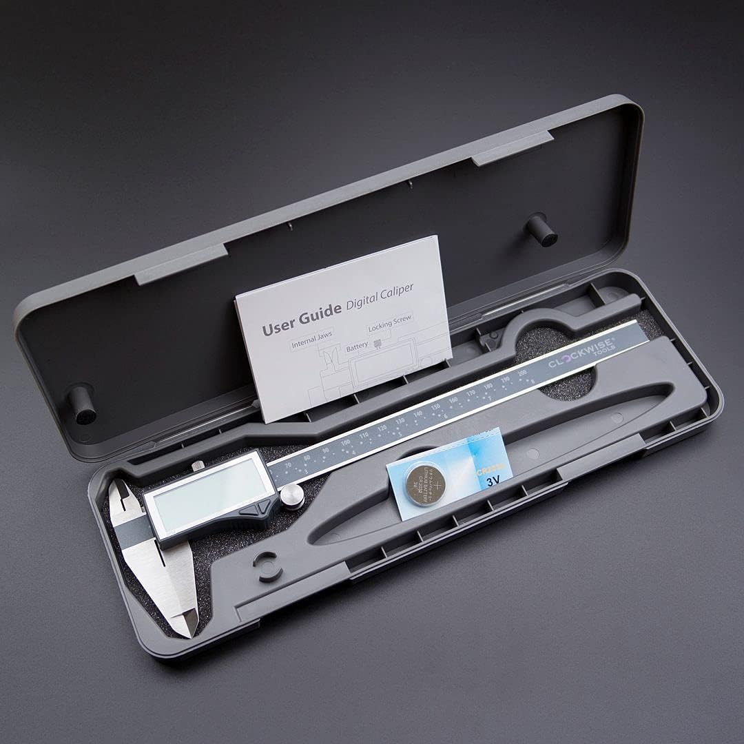 Clockwise Tools DCLR-0805 Elektronischer Digitaler Mikrometer Messschieber Zoll/metrisch/Brüche 0-8