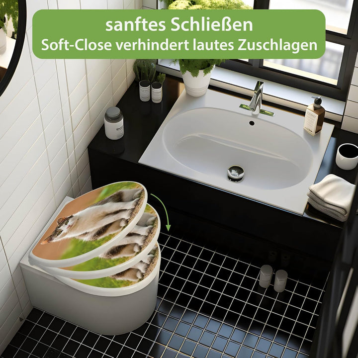 banjado Toilettendeckel mit Absenkautomatik 44,5x37cm - Soft Close Toilettensitz - WC Sitz mit Absen