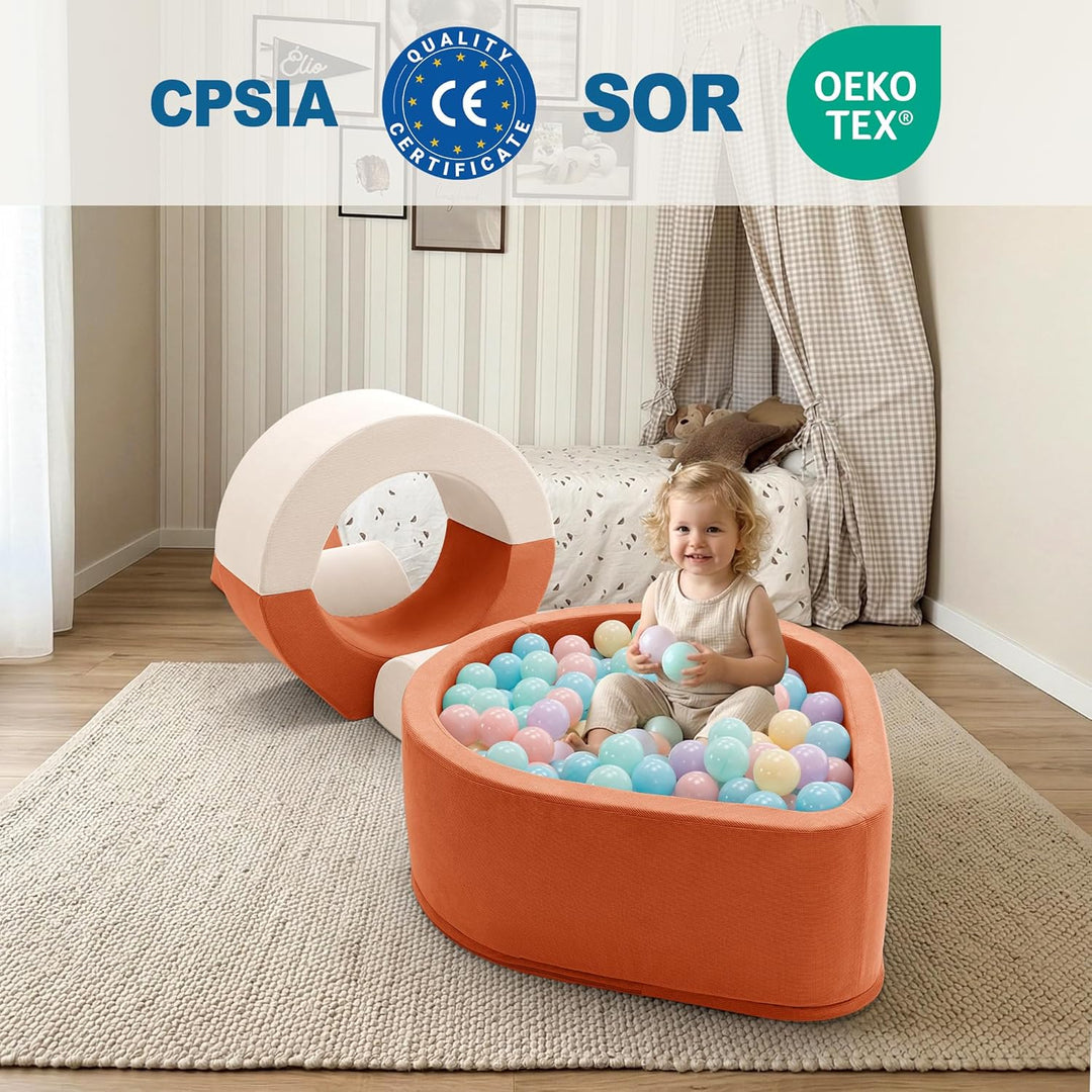 Zedachica 7PCS Schaumstoff Bausteine für Kinder,Softbausteine Baby mit Bällebad für Indoor Klettern,