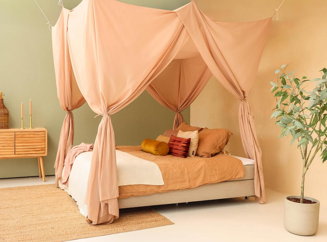 Nougat Betthimmel für Doppelbett | Rechteckiges Moskitonetz Grössen | Baldachin Bett für Teenagern &amp;