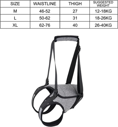 HAMON Tragbares Hundegeschirr für die Hinterbeine, Tragehilfe Hund hinten Hundehebegeschirr Hundesch