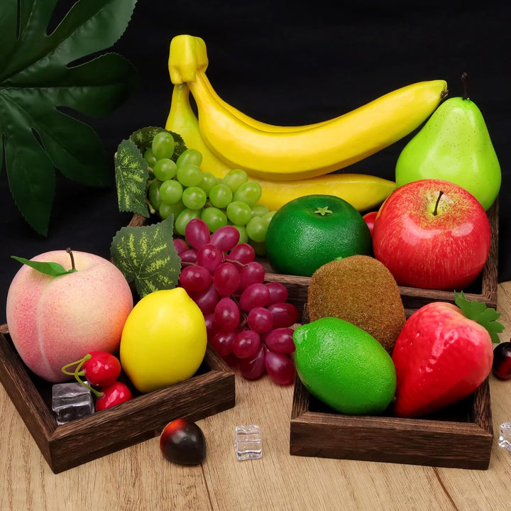 Meiwlong 11 PCS Künstliche Früchte Gefälscht Banane Traube Zitrone Kiwi Orange Apfel Pfirsich Erdbee