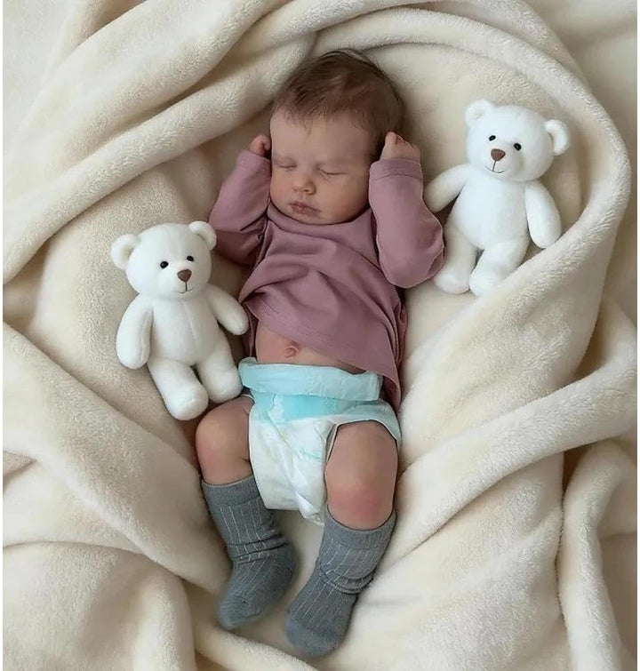 Zero pam Reborn Baby Vollsilikon Lebensecht Jungen, 50CM Reborn Baby Junge Silikon Puppe Mit Haaren,