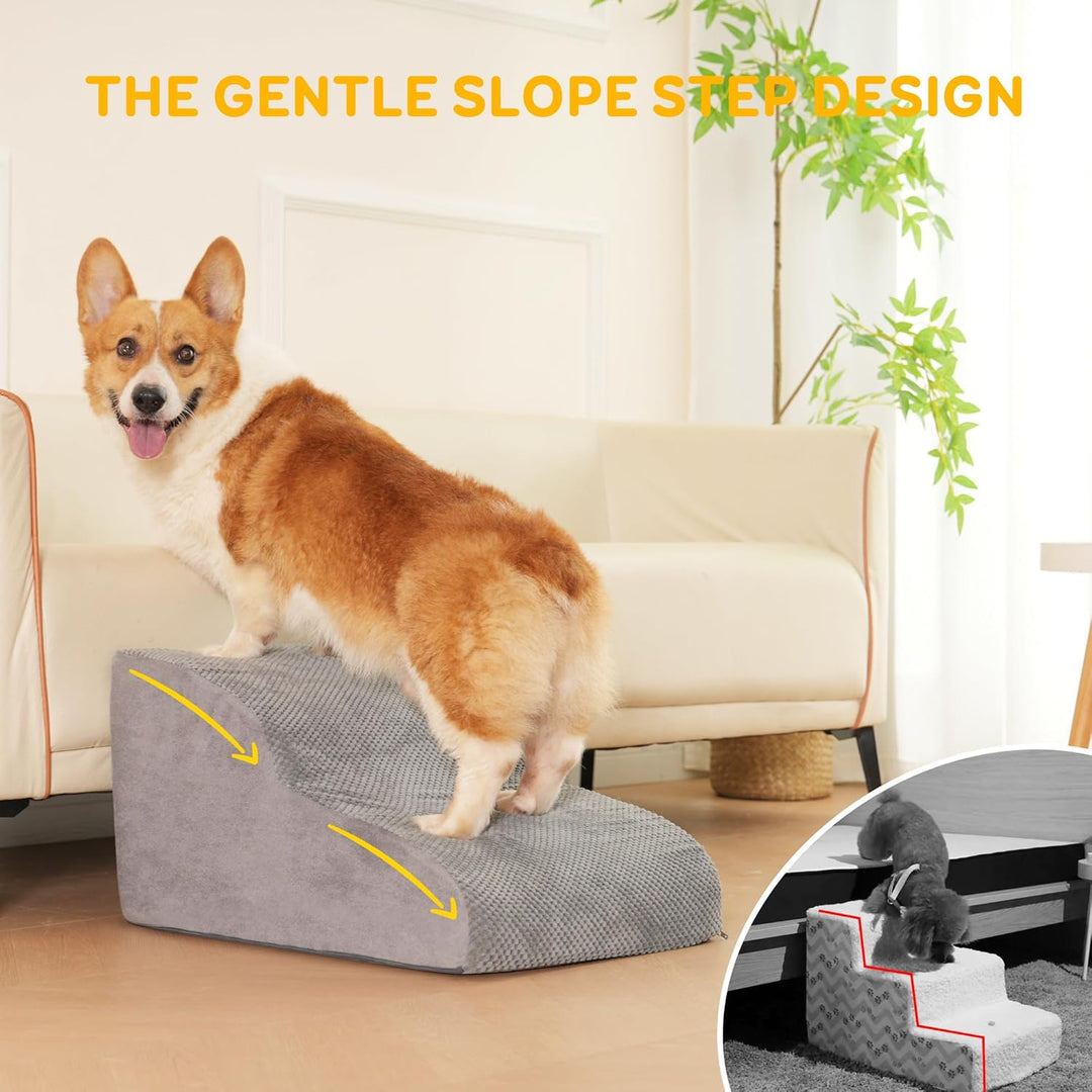 Hundetreppe für Kleine Hunde, 2-Stufen, Haustiertreppe mit Abnehmbarem, Hunderampe für Sofa Bett, Wa