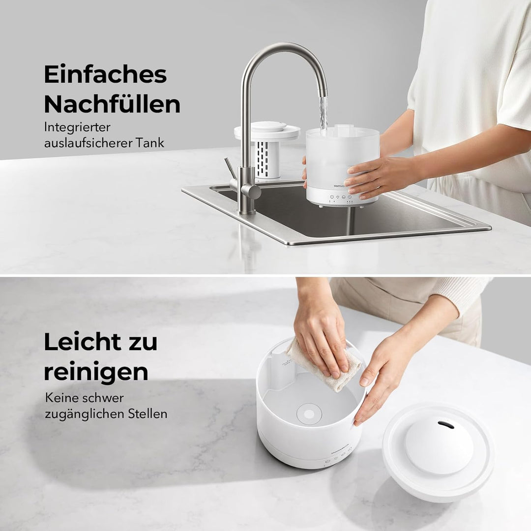 Homvana Luftbefeuchter für Schlafzimmer, 1,8 l Top-Fill Kühlnebel Luftbefeuchter für Baby Kinderzimm