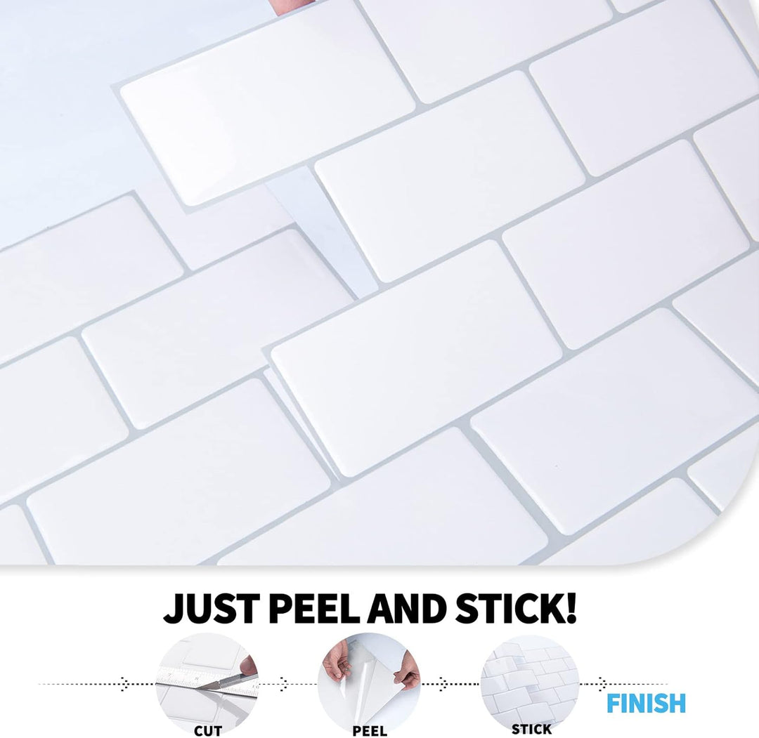 Art3d 10 Stück 30,5 x 30,5 cm Fliesenspiegel Selbstklebend Küche Klebefliesen Küche Bad Strahlendes