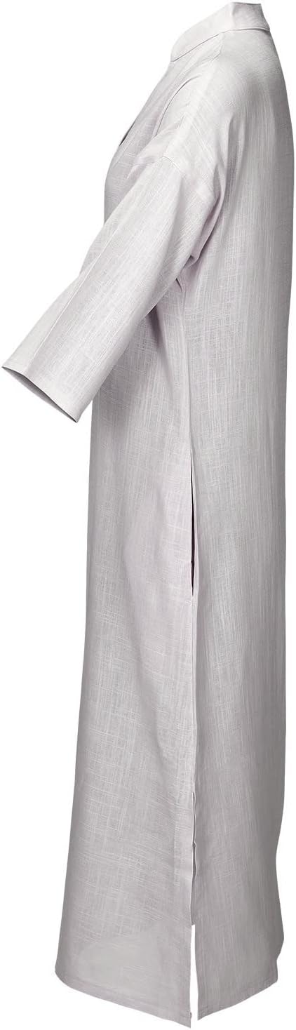 TigerTie - hochwertiges Leinenkleid Knielang mit V-Ausschnitt, Kellerfalte vorne, seitlich geschlitz