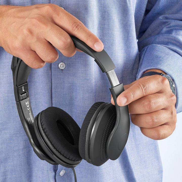 Hama Headset mit Mikrofon (kabelgebundene Kopfhörer USB A Anschluss, Aux, Stereo Headphones mit Kabe